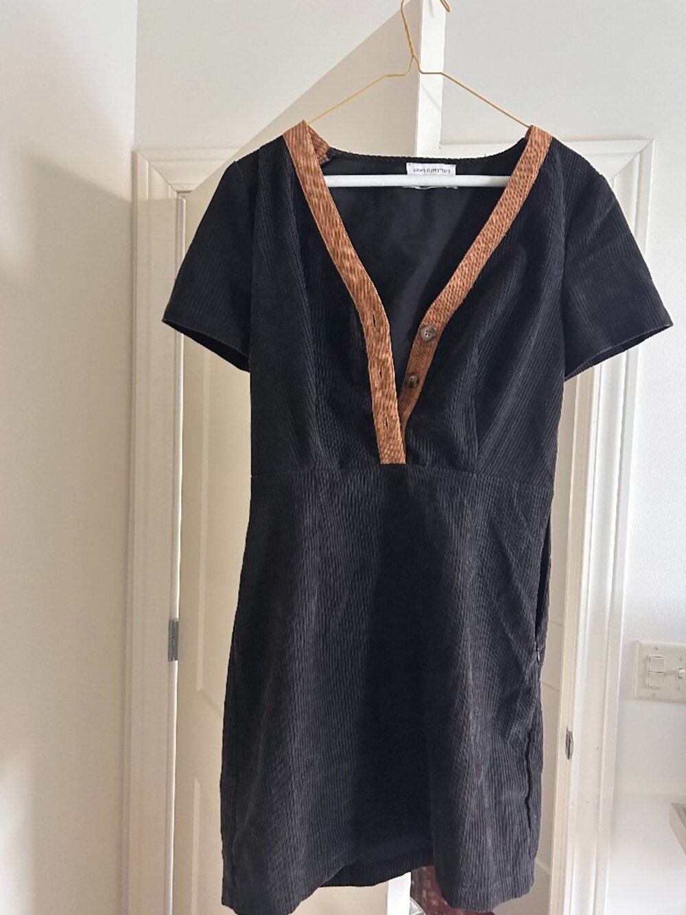 Black Corduroy Mini Dress - Urban Outfitters
